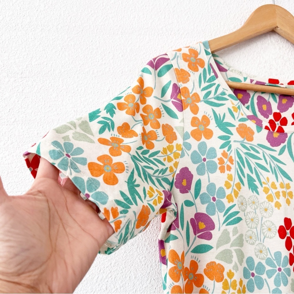 Gudrun Sjödén Floral Printed Boho Scandinavian Stretchy Dress in Multicolor - Picture 4 of 9